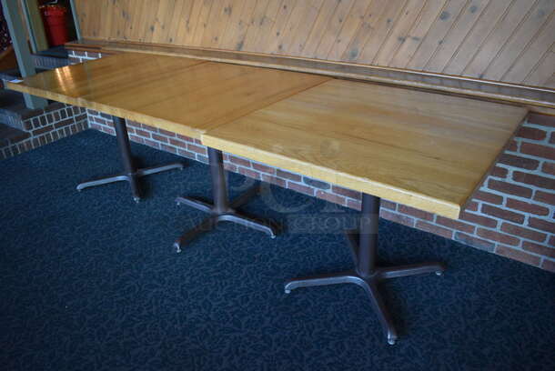 3 Wooden Tables on Metal Table Base. 36x36x30. 3 Times Your Bid! (back dining room) - Image 5 of 5