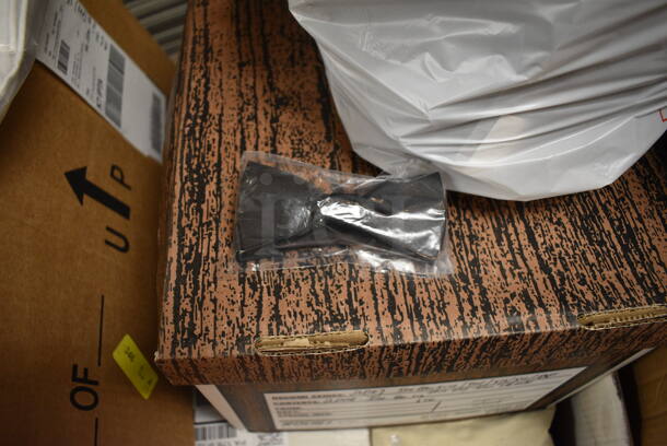 ALL ONE MONEY! Lot of Wooden Cart w/ Metal Push Handle and Contents Including Bow Ties and Shirts on Commercial Casters. 63x24x34.5. (gift shop) - Image 8 of 11