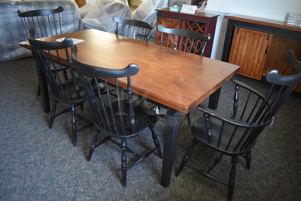 BRAND NEW! Wooden Dining Table w/ 2 Chairs w/ Arm Rests and 4 Chairs. 72x36x31. 24x20x41. 18x17x39. (garden center) - Image 5 of 5