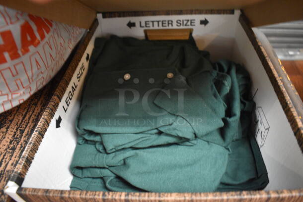 ALL ONE MONEY! Lot of Wooden Cart w/ Metal Push Handle and Contents Including Bow Ties and Shirts on Commercial Casters. 63x24x34.5. (gift shop) - Image 9 of 11