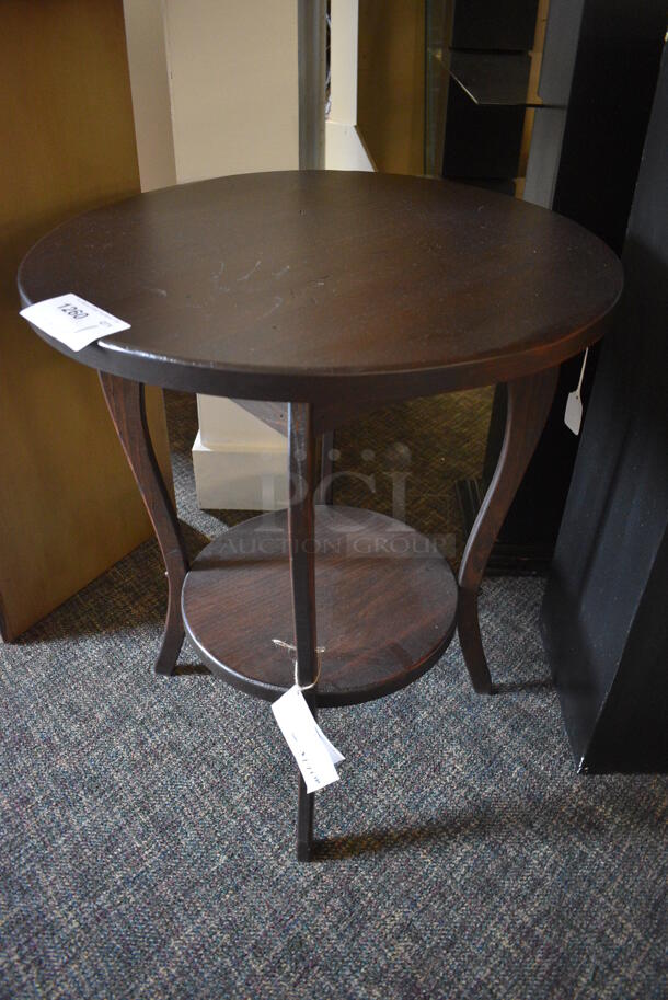 BRAND NEW! Wooden Round End Table w/ Under Shelf. 24x24x27. (garden center) - Image 3 of 4