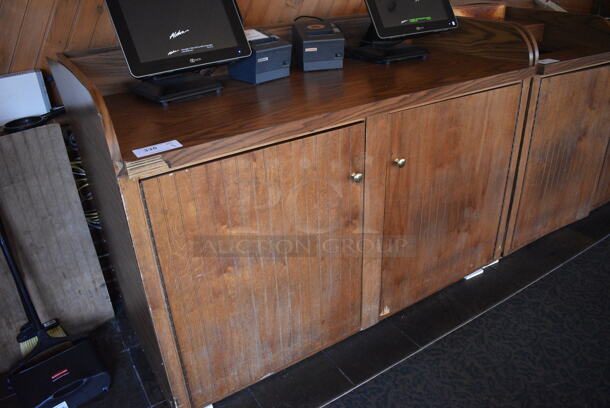 Wooden Counter w/ 2 Doors. Does Not Include Contents. 56.5x31x41.5. (back dining room) - Image 2 of 4