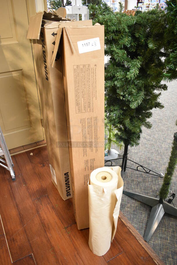 ALL ONE MONEY! Lot of 3 Items; Boxes of Lights and Roll of Paper. (garden center)
