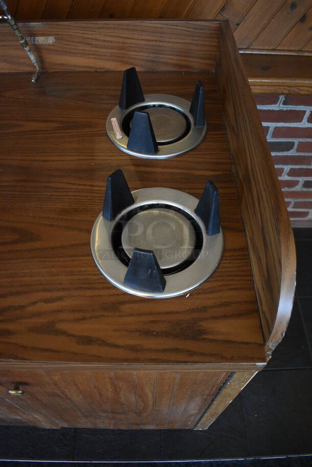 Wooden Counter w/ 3 Doors and 2 Well Plate Return. Does Not Include Contents. BUYER MUST REMOVE. 67.5x31x41.5. (back dining room) - Image 3 of 6