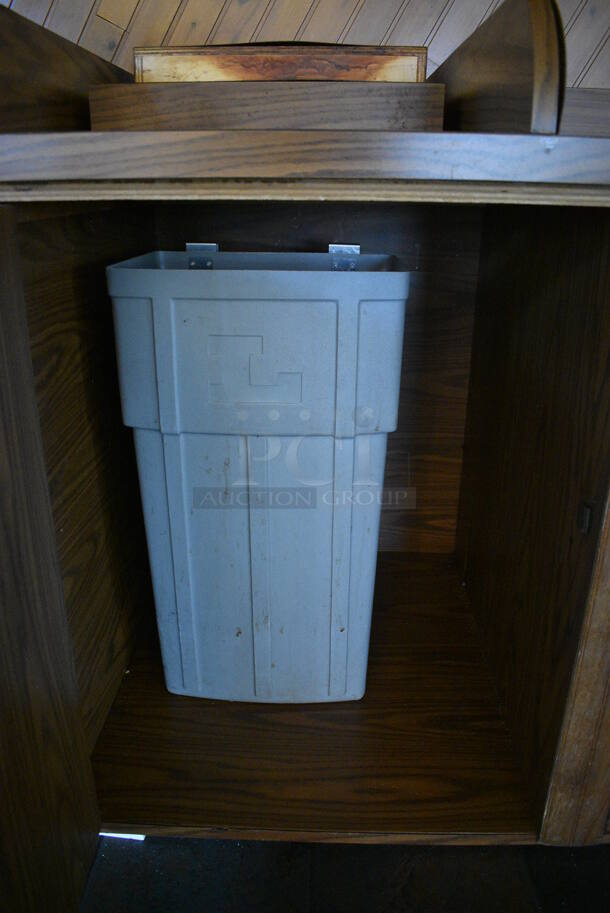 Wooden Counter w/ 3 Doors and 2 Well Plate Return. Does Not Include Contents. BUYER MUST REMOVE. 67.5x31x41.5. (back dining room) - Image 5 of 6