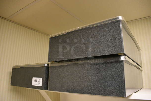 ALL ONE MONEY! Lot of 3 Black Bins, 2 Clear Beverage Holders and Green Poly Pieces. (kitchen hallway) - Image 3 of 4