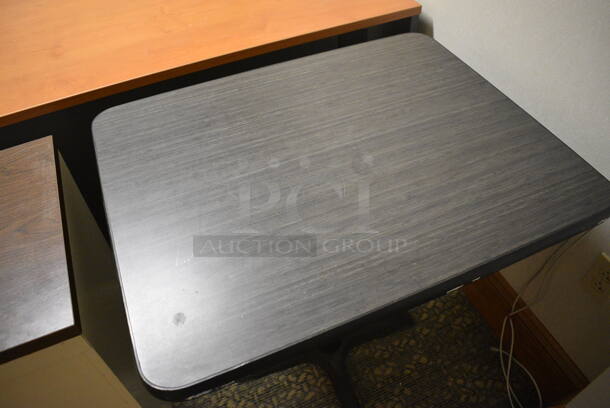 ALL ONE MONEY! Lot of Desk, Tan Metal Filing Cabinet and Wood Pattern Table. Includes 71x29.5x30. (office behind gift shop) - Image 4 of 6