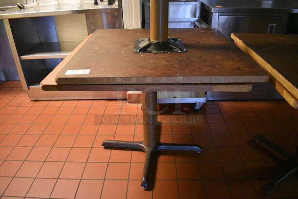 7 Wood Pattern Tables on Metal Table Bases. 36x36x30. 7 Times Your Bid! (kitchen hallway) - Image 2 of 3
