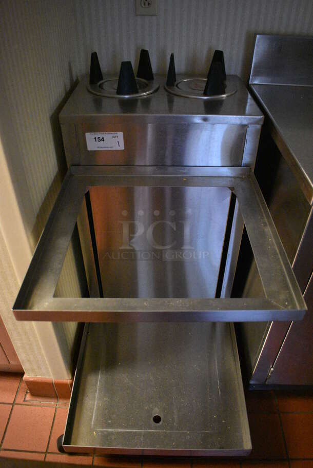 Stainless Steel Commercial Dish Caddy Cart w/ 2 Plate Return Wells on Commercial Casters. 21.5x36x40. (kitchen hallway)