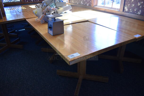 5 Wooden Tables on Table Base. 36x36x30. 5 Times Your Bid! (back dining room)
