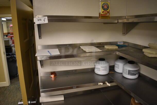 4 Stainless Steel L Shaped Shelves. BUYER MUST REMOVE. 48x12x10, 30x12x10. 4 Times Your Bid! (office behind gift shop) - Image 2 of 4