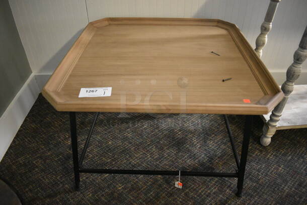 Wooden End Table on Metal Legs. 30x30x20. (garden center) - Image 1 of 3