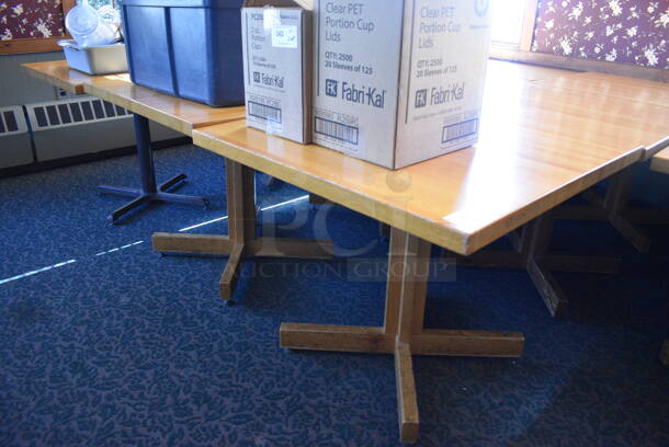 3 Wooden Tables on Table Base. 36x36x30. 3 Times Your Bid! (back dining room)