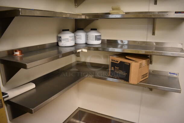 4 Stainless Steel L Shaped Shelves. BUYER MUST REMOVE. 48x12x10, 30x12x10. 4 Times Your Bid! (office behind gift shop) - Image 4 of 4