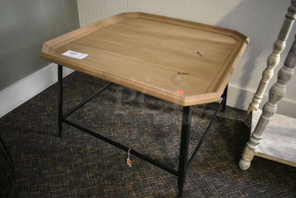 Wooden End Table on Metal Legs. 30x30x20. (garden center) - Image 2 of 3