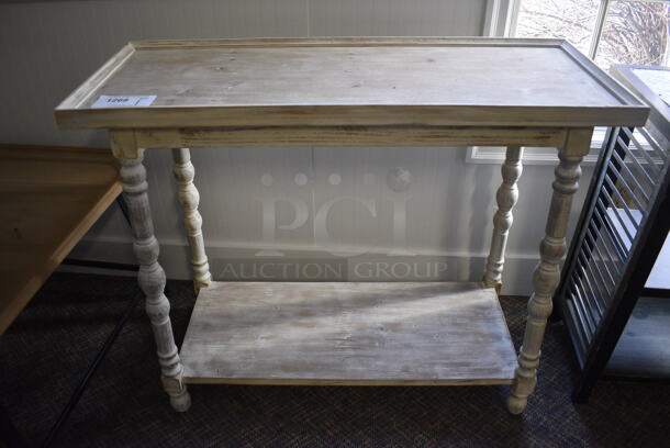 White Wooden Table w/ Under Shelf. 38x15x32. (garden center)