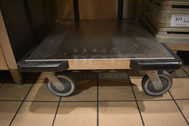 Stainless Steel Dish Cart w/ 2 Tan Dish Caddies and Approximately 60 Beverage Glasses on Commercial Casters. 22x32x25. 2.75x2.75x5.5. (employee breakroom) - Image 4 of 4