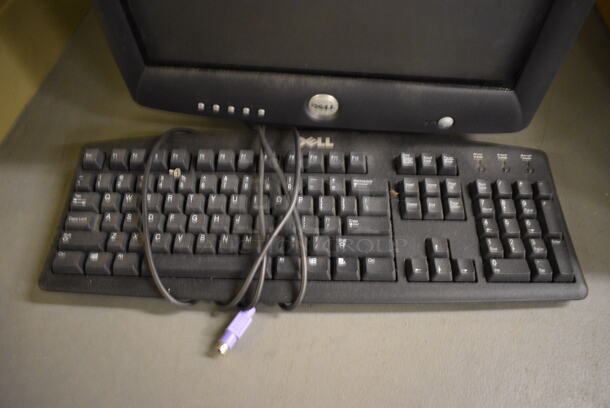 Dell 16" Computer Monitor w/ Keyboard. (south basement 019)  - Image 2 of 5