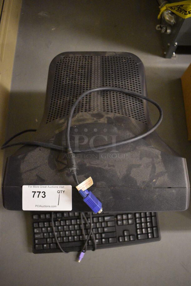 Dell 16" Computer Monitor w/ Keyboard. (south basement 019)  - Image 4 of 5
