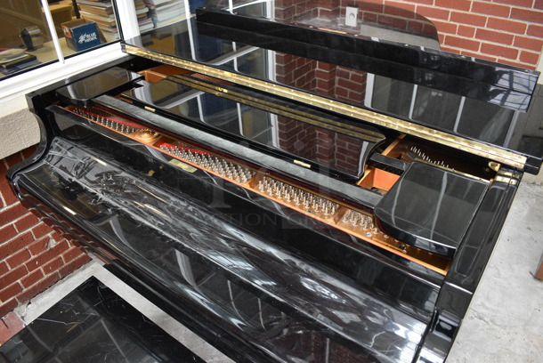 Young Chang Black Floor Style Piano on Commercial Casters w/ Bench. BUYER MUST REMOVE: Give Yourself Ample Time To Remove This Item on Pick Up Day. 59x70x40.5, 30x14x18.5. (atrium) - Image 5 of 11