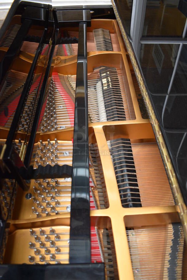 Young Chang Black Floor Style Piano on Commercial Casters w/ Bench. BUYER MUST REMOVE: Give Yourself Ample Time To Remove This Item on Pick Up Day. 59x70x40.5, 30x14x18.5. (atrium) - Image 6 of 11