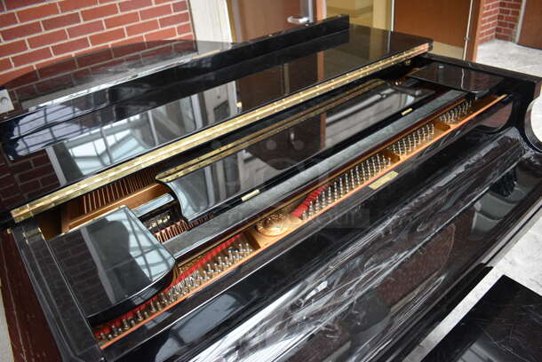 Young Chang Black Floor Style Piano on Commercial Casters w/ Bench. BUYER MUST REMOVE: Give Yourself Ample Time To Remove This Item on Pick Up Day. 59x70x40.5, 30x14x18.5. (atrium) - Image 7 of 11