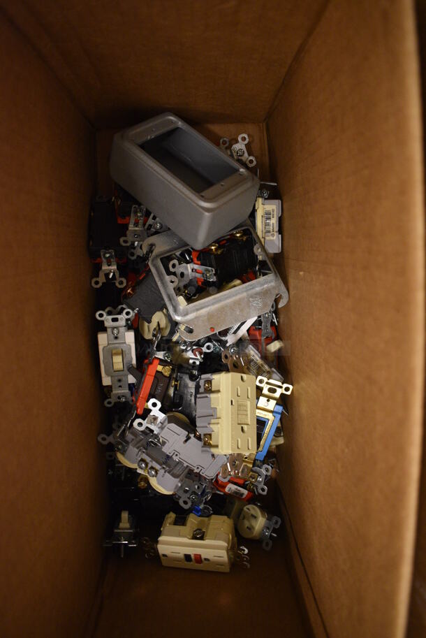 ALL ONE MONEY! Lot of 2 Boxes of Various Items Including Outlets! (south basement 019) - Image 2 of 5