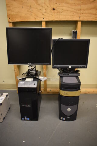 2 Dell Computer Monitor and 2 Computer Towers. 15", 19". 2 Times Your Bid! (south basement 019)