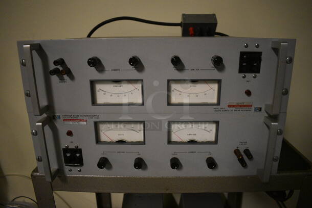 ALL ONE MONEY! Lot of 2 HP Harrison 6434B DC Power Supply and 4 Gordon Proxagard Boxes on Metal Cart. 24x18x26. (south basement 012) - Image 2 of 11