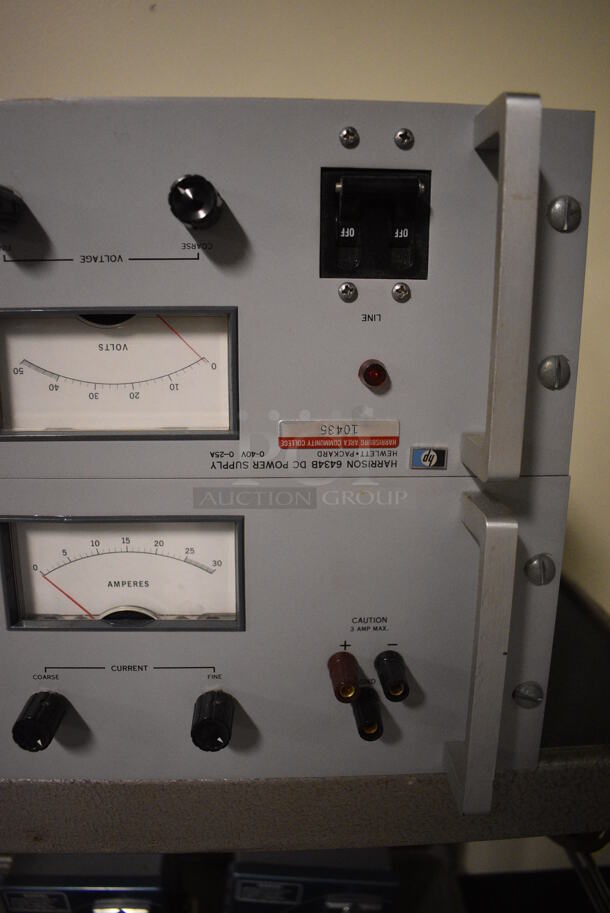 ALL ONE MONEY! Lot of 2 HP Harrison 6434B DC Power Supply and 4 Gordon Proxagard Boxes on Metal Cart. 24x18x26. (south basement 012) - Image 3 of 11