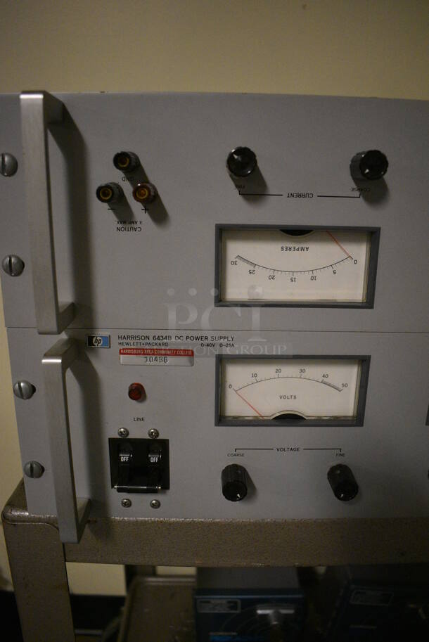 ALL ONE MONEY! Lot of 2 HP Harrison 6434B DC Power Supply and 4 Gordon Proxagard Boxes on Metal Cart. 24x18x26. (south basement 012) - Image 4 of 11