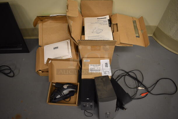 ALL ONE MONEY! Lot of Various Items Including Speakers and Projector Lamp. (south basement 019) - Image 1 of 4