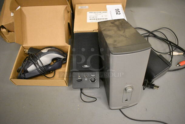 ALL ONE MONEY! Lot of Various Items Including Speakers and Projector Lamp. (south basement 019) - Image 2 of 4