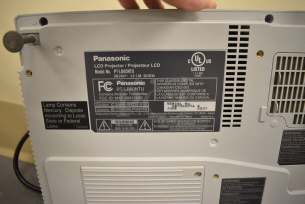Panasonic Model PT-LB60NTU LCD Projector. 100-240 Volts, 1 Phase. 13x9x3.5. (south basement 019) - Image 4 of 4