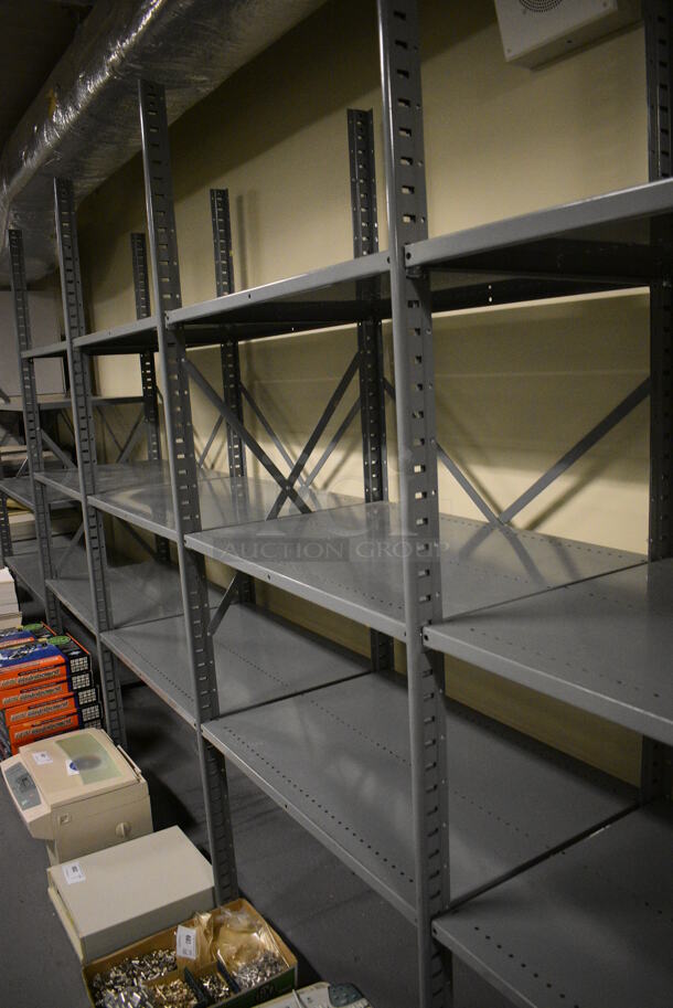 Gray Metal Shelving Unit. BUYER MUST REMOVE: Give Yourself Ample Time To Remove This Item on Pick Up Day. 415x24x87. (south basement 012) - Image 3 of 5