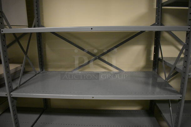Gray Metal Shelving Unit. BUYER MUST REMOVE: Give Yourself Ample Time To Remove This Item on Pick Up Day. 415x24x87. (south basement 012) - Image 5 of 5