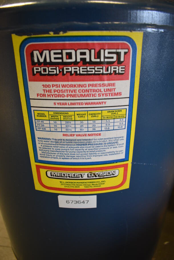 Medalist Posi Pressure 100 PSI Working Pressure Tank for Hydro Pneumatic Systems. 16x16x28. (room 102) - Image 2 of 5