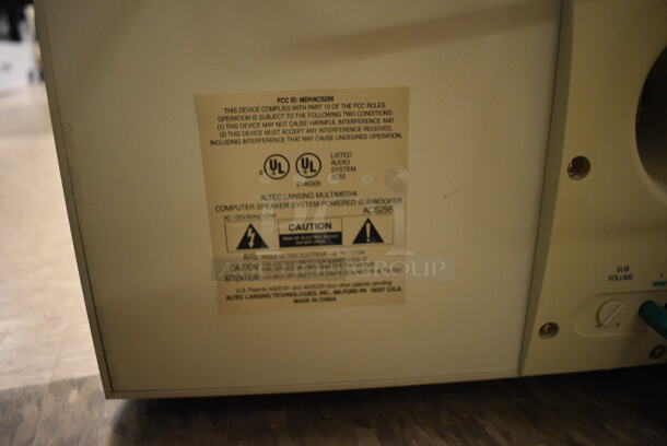 Set of Subwoofer and 2 Altec Speakers. 13x8x6, 3.5x4.5x7. (room 105) - Image 4 of 6