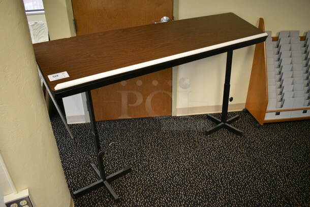 Wood Pattern Stand on Metal Legs. 72x18x44.5. (room 220)