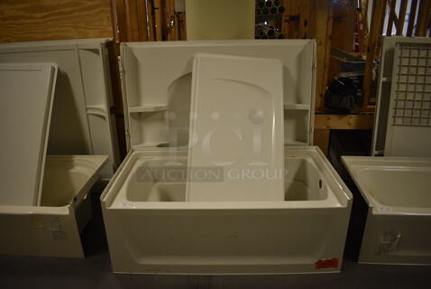 White Tub Insert and Walls. 60x32.5x23, 28x1.5x55, 60x6x55. (room 102)