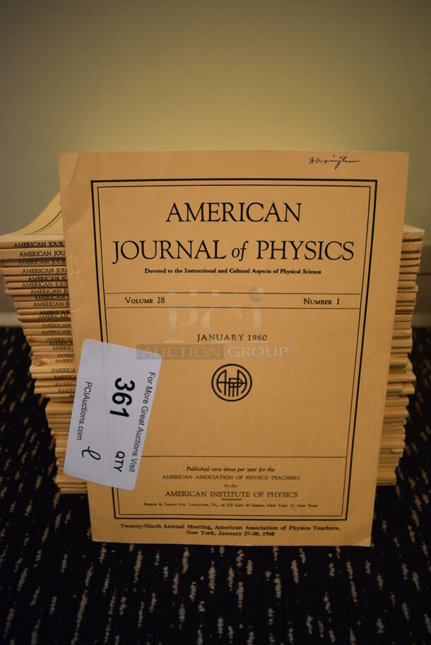 ALL ONE MONEY! Lot of American Journal of Physics Magazines. (room 204)