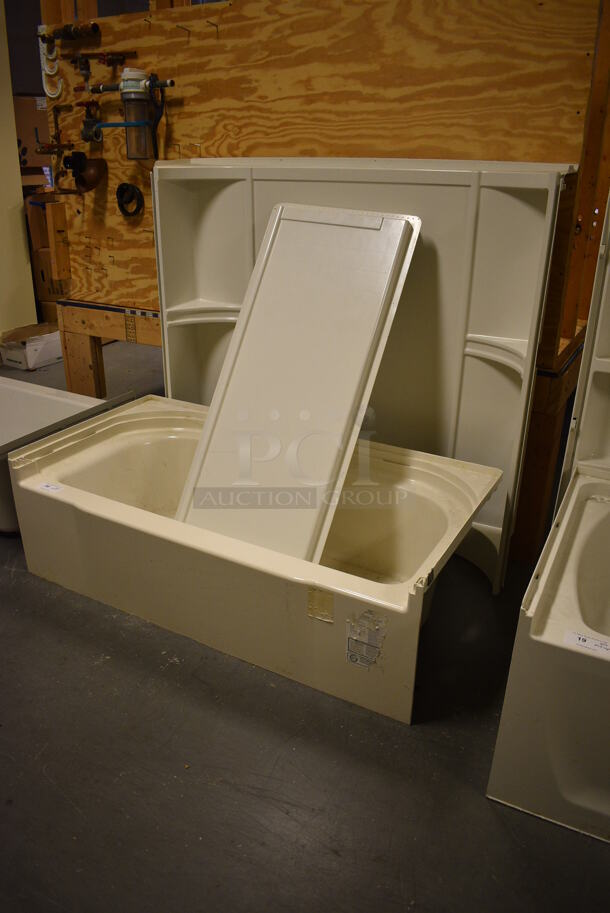 White Tub Insert and Walls. 60x30x19, 22x1.5x57, 59x10x56. (room 102) - Image 2 of 7