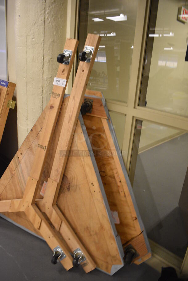 ALL ONE MONEY! Lot of 4 Wooden Pieces; 2 w/ Commercial Casters! Includes 52x63x5, 52x52x5. (south basement 019) - Image 2 of 6