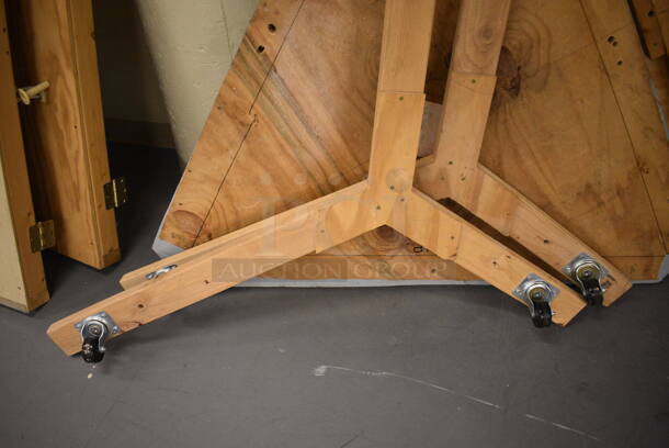 ALL ONE MONEY! Lot of 4 Wooden Pieces; 2 w/ Commercial Casters! Includes 52x63x5, 52x52x5. (south basement 019) - Image 3 of 6