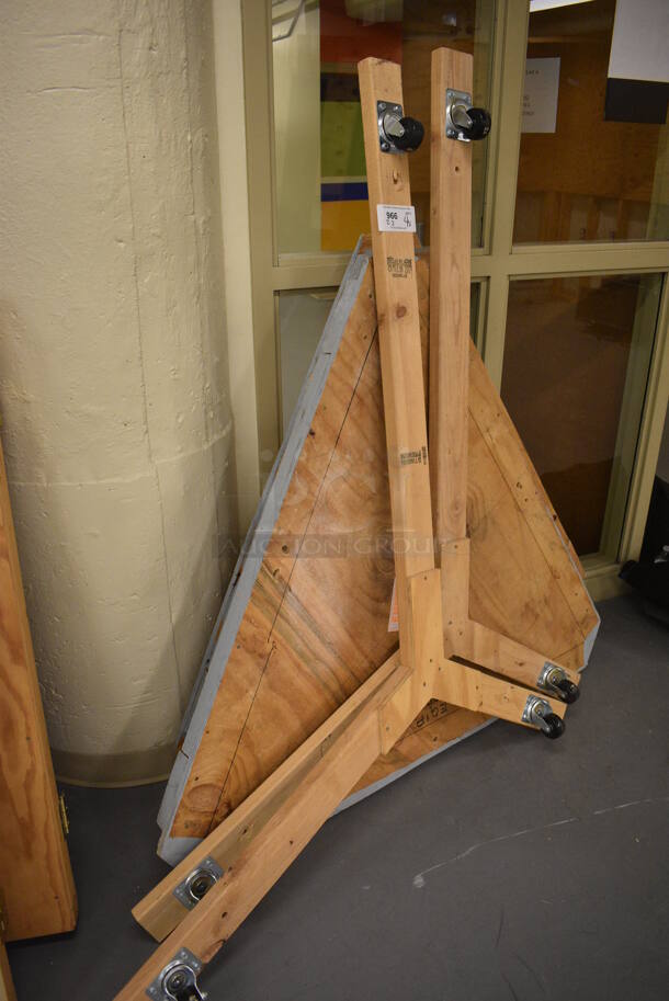 ALL ONE MONEY! Lot of 4 Wooden Pieces; 2 w/ Commercial Casters! Includes 52x63x5, 52x52x5. (south basement 019) - Image 4 of 6