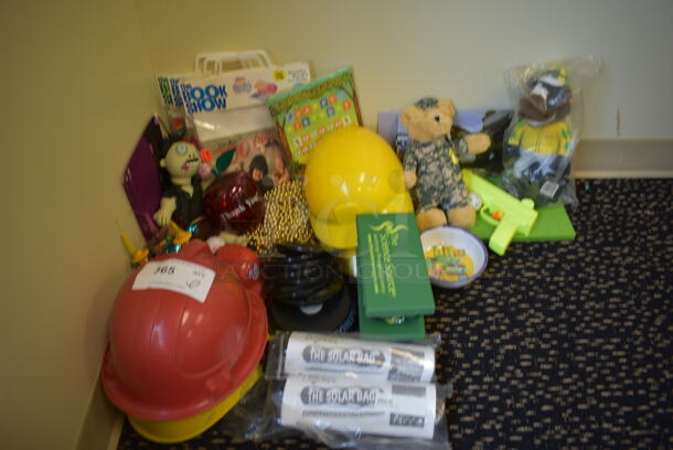 ALL ONE MONEY! Lot of Various Items Including Army Bear, Hard Hats and Book Shows. (room 204) - Image 1 of 4