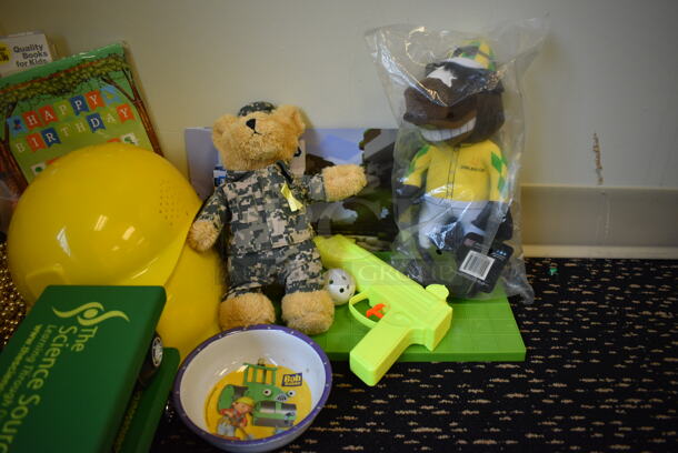 ALL ONE MONEY! Lot of Various Items Including Army Bear, Hard Hats and Book Shows. (room 204) - Image 2 of 4