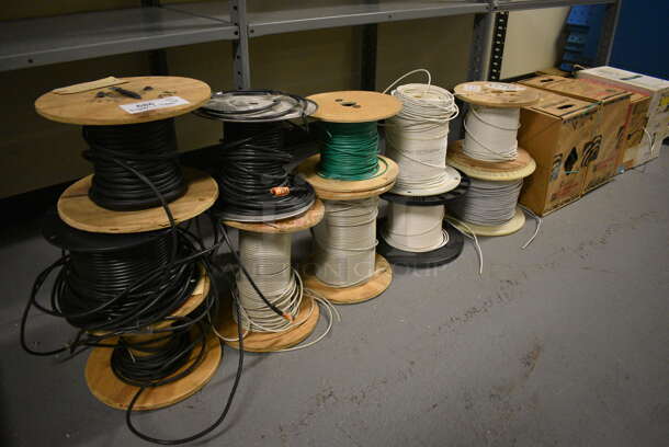 ALL ONE MONEY! Lot of 11 Spools of Wires and 4 Boxes of Wire! (south basement 012) - Image 1 of 5