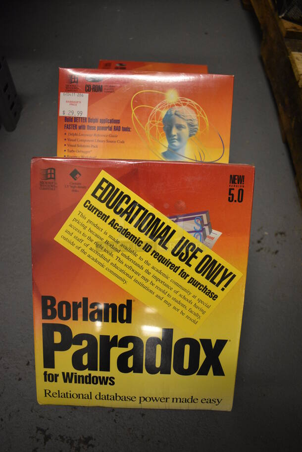 3 BRAND NEW IN BOX! Borland Paradox for Windows. 3 Times Your Bid! (south basement 012)