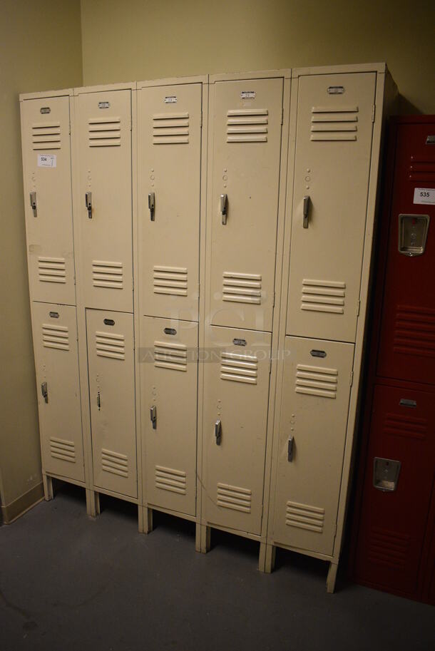 Tan Metal 10 Cubby Locker. 60x18x78. (north basement hallway) - Image 2 of 6